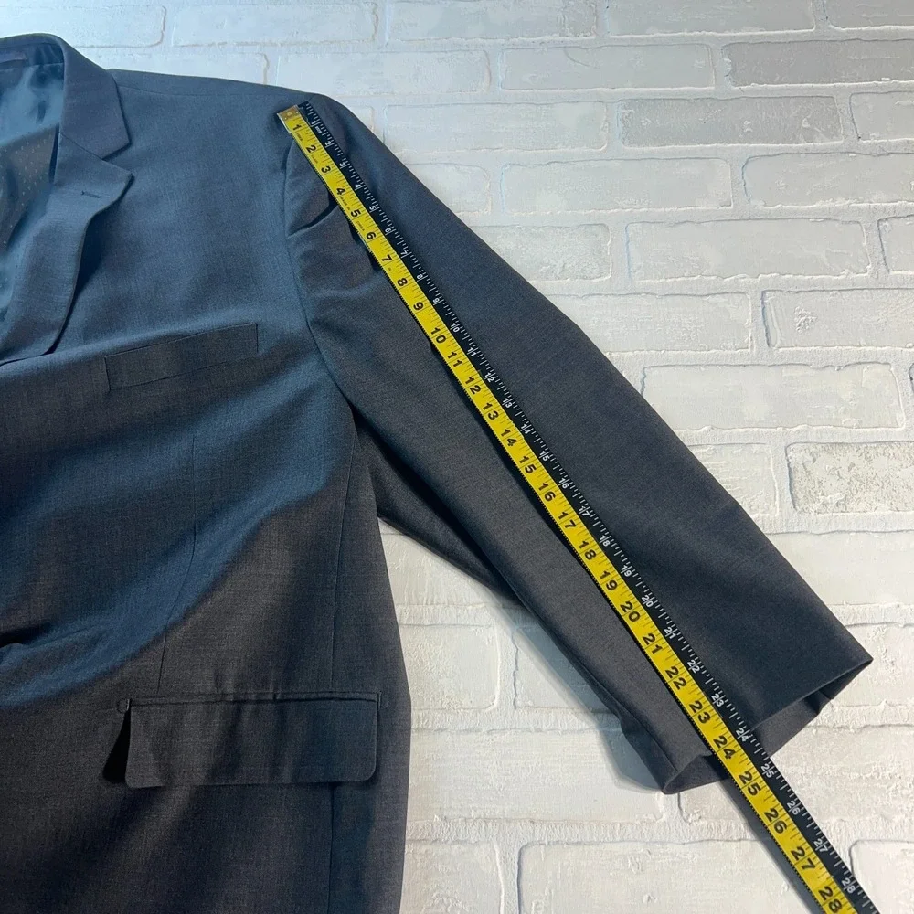 Jack Victor Suit Jacket Mens 56L Pants 52x31 Gray Windowpane Wool Reflex Stretch